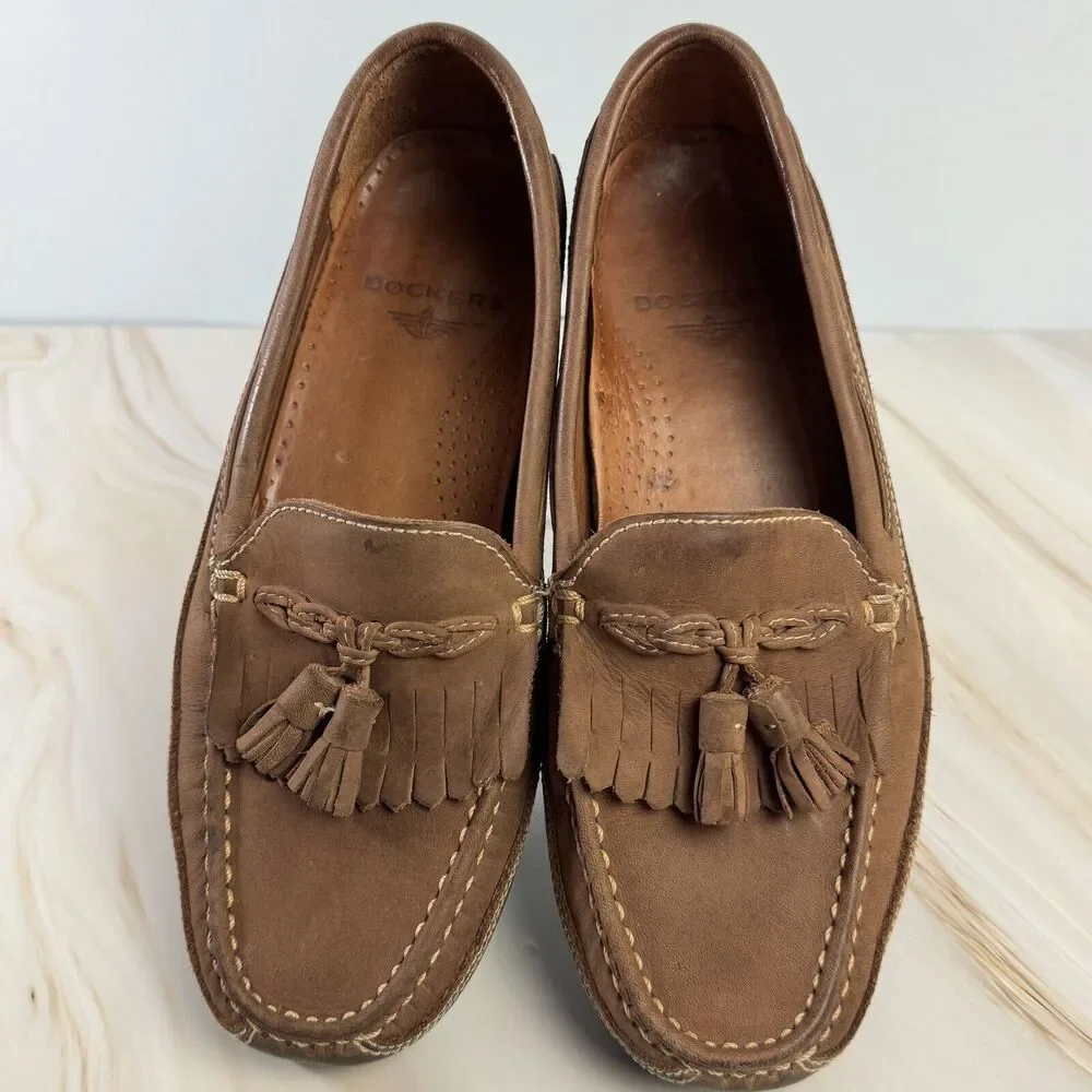 Dockers Men's Shoes Brown Suede Sz 9M Tasseled Loafer Slip-On Casual 90-7037 EUC